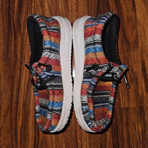 Hey Dudes Multi Colored Striped Patterned Slip On Shoes Toddler Size 9 - Picture 2 of 6